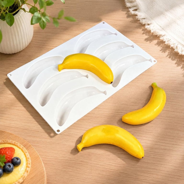 6 cavity Banana Shaped Silicone Mould Dessert Chocolate Jelly Pudding Ice Cream