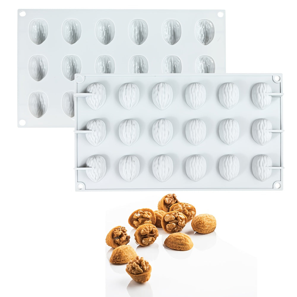 18 Cavity Walnut Shape Silicone Mould for Chocolate Cookies Candy Baking