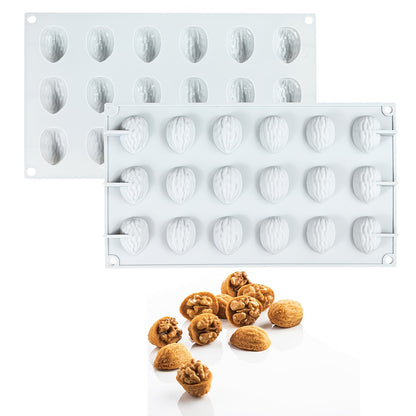 18 Cavity Walnut Shape Silicone Mould for Chocolate Cookies Candy Baking