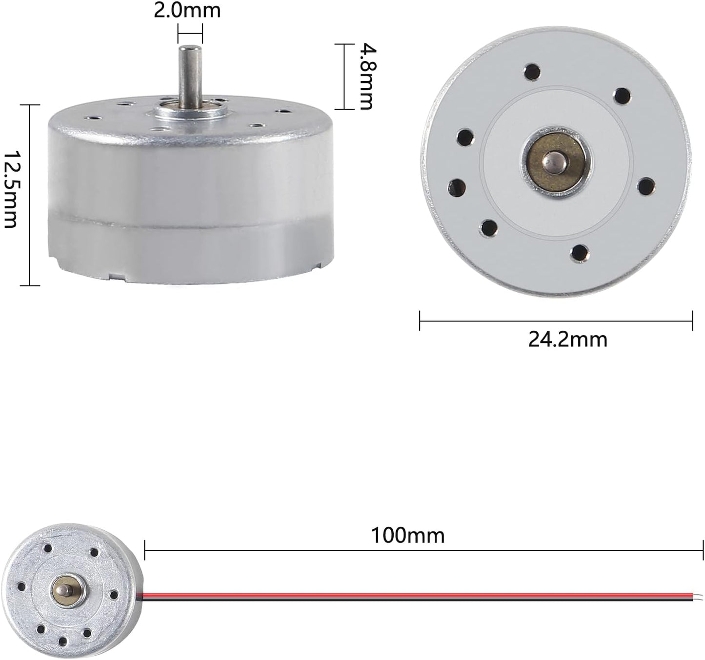 4 Pcs Flat Cylinder DC Motor 5V to 12VRC Toys High Speed (Heavy Load) Helicopter Use Project For Generate Electricity, Wind Energy Power House
