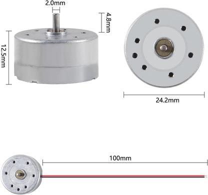 4 Pcs Flat Cylinder DC Motor 5V to 12VRC Toys High Speed (Heavy Load) Helicopter Use Project For Generate Electricity, Wind Energy Power House