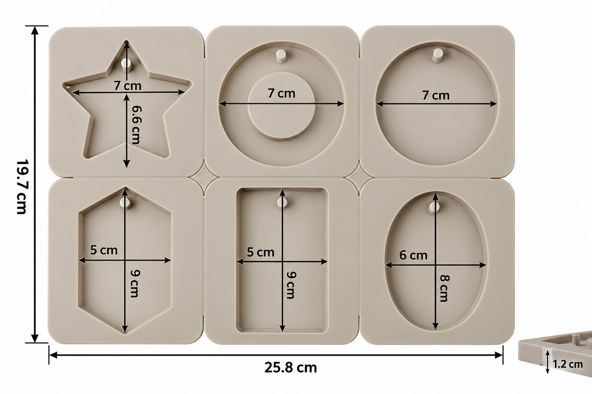 6 Cavity Multi Shape Silicone Mould for Soap Bars Wax Sachets Resin Crafts and DIY Decorations