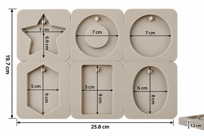 6 Cavity Multi Shape Silicone Mould for Soap Bars Wax Sachets Resin Crafts and DIY Decorations