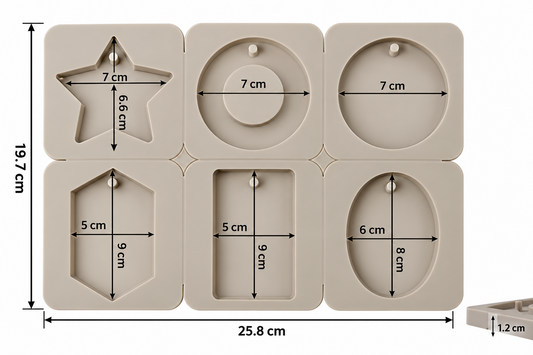 6 Cavity Multi Shape Silicone Mould for Soap Bars Wax Sachets Resin Crafts and DIY Decorations