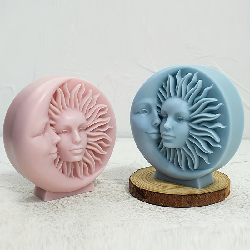 Sun and Moon Face Silicone Mold for Candle Making Soap Resin Art Wax and DIY Crafts