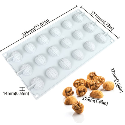 18 Cavity Walnut Shape Silicone Mould for Chocolate Cookies Candy Baking