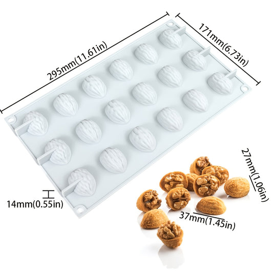 18 Cavity Walnut Shape Silicone Mould for Chocolate Cookies Candy Baking
