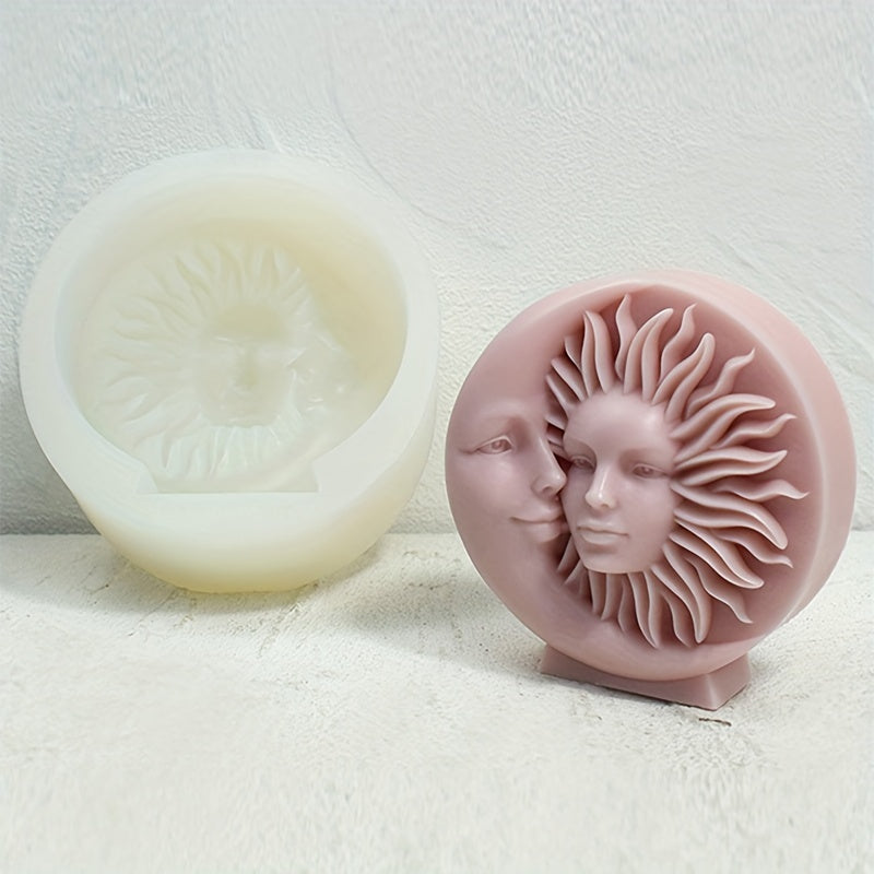 Sun and Moon Face Silicone Mold for Candle Making Soap Resin Art Wax and DIY Crafts