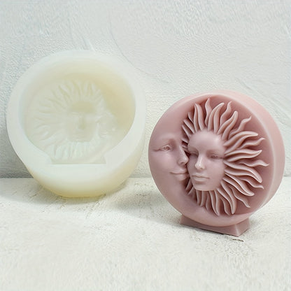 Sun and Moon Face Silicone Mold for Candle Making Soap Resin Art Wax and DIY Crafts