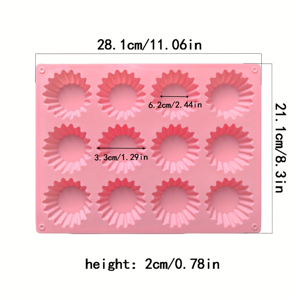 12 Cavity Fluted Cupcake Silicone Mold Cupcakes Chocolate Jelly Pudding Soap