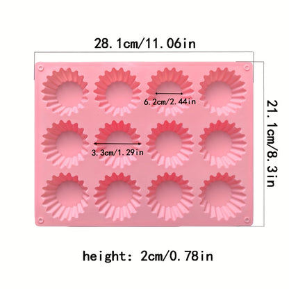 12 Cavity Fluted Cupcake Silicone Mold Cupcakes Chocolate Jelly Pudding Soap