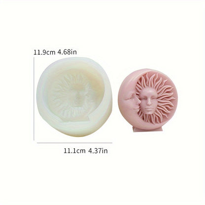 Sun and Moon Face Silicone Mold for Candle Making Soap Resin Art Wax and DIY Crafts