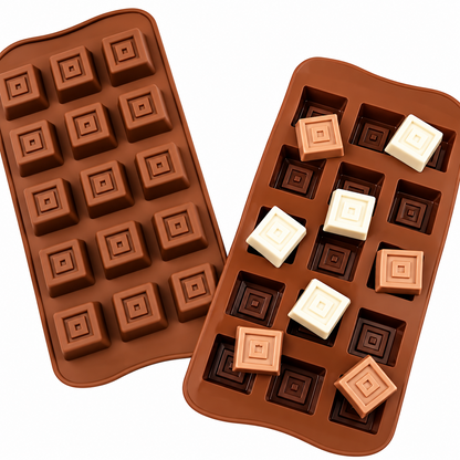 15 Cavity Square Chocolate Silicone Mold for Candy Chocolate Mousse Cake Decoration & Dessert Making