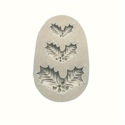Christmas Holly Leaf Silicone Mould for Fondant Chocolate Cake Decoration