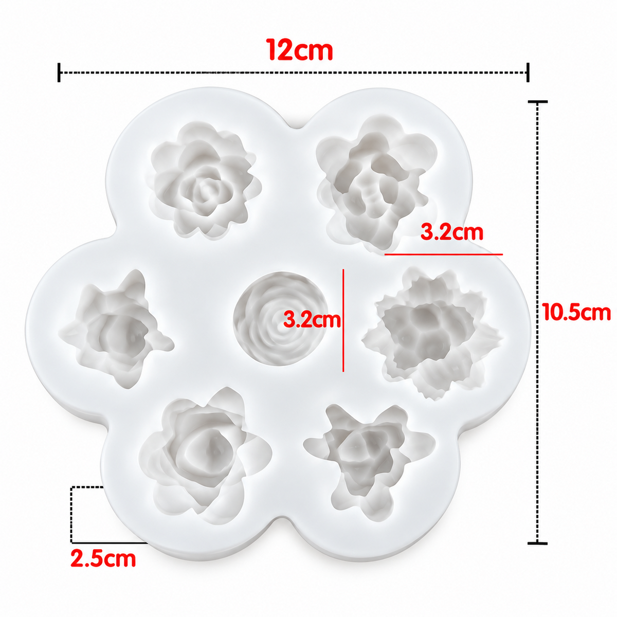 7 Cavity 3D Succulent Silicone Mould for Candle Making Soap Making Resin Art