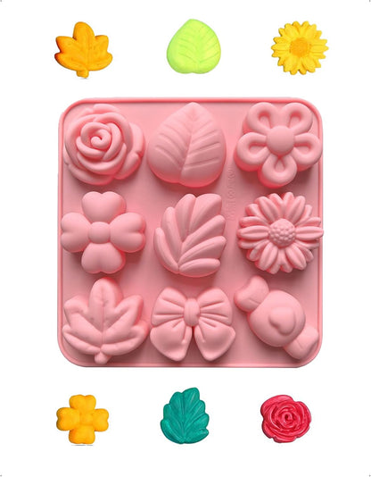 9 Cavity Flower & Bow Silicone Candle Mold Candle Making Soap Chocolate