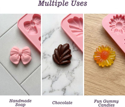 9 Cavity Flower & Bow Silicone Candle Mold Candle Making Soap Chocolate
