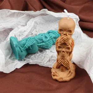 3D Triple Skull Skeleton Spritual Candle Silicone Mold DIY Candles Soap Resin & Halloween Décor
