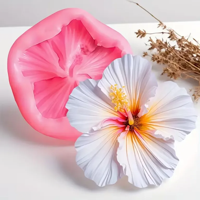 3D Hibiscus Flower Silicone Mould for Fondant Chocolate Cake Decoration and DIY Floral Crafts