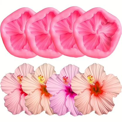 3D Hibiscus Flower Silicone Mould for Fondant Chocolate Cake Decoration and DIY Floral Crafts