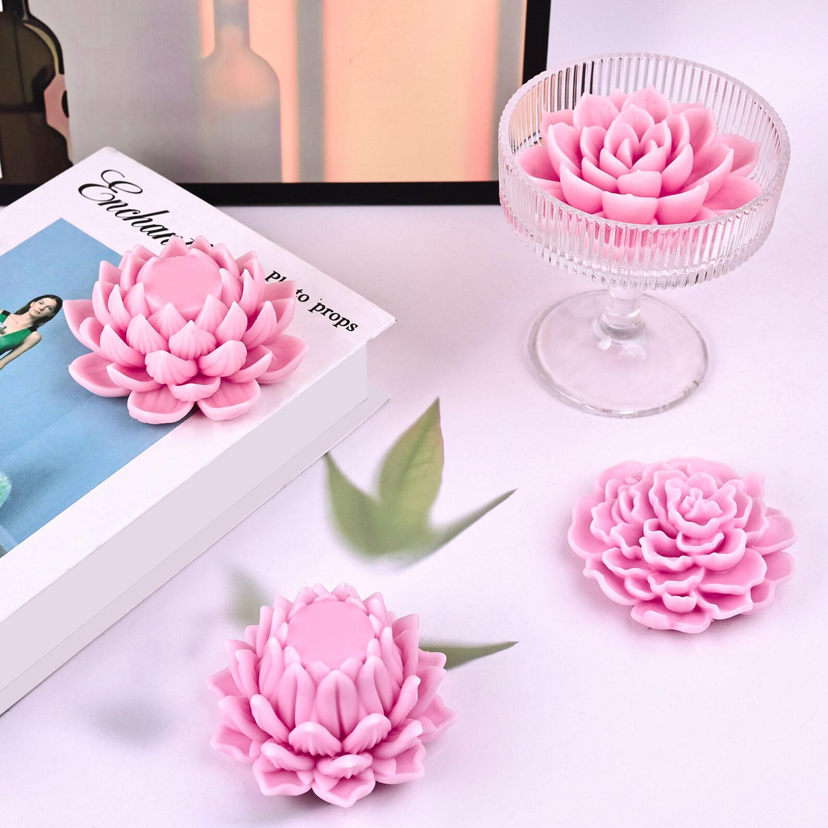 3D Lotus Flower Silicone Candle Mould for Candle Making Soap Resin Art & DIY Crafts