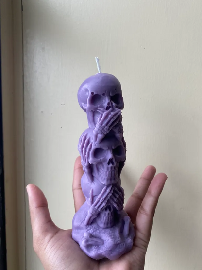 3D Triple Skull Skeleton Spritual Candle Silicone Mold DIY Candles Soap Resin & Halloween Décor