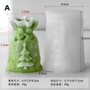(2 SET) Design 3D Christmas Reindeer Gift Bag Silicone Candle Mould for Festive Decor and Gifts