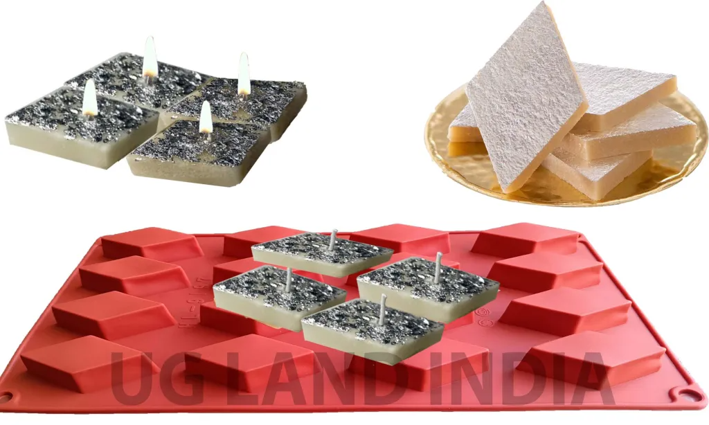 16 Cavity Kaju Katli Silicone Mold for Indian Sweets Chocolate and Dessert Making