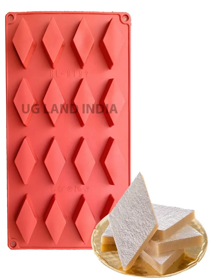 16 Cavity Kaju Katli Silicone Mold for Indian Sweets Chocolate and Dessert Making