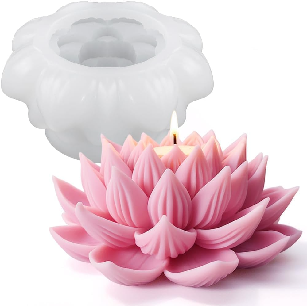 3D Lotus Flower Silicone Candle Mould for Candle Making Soap Resin Art & DIY Crafts