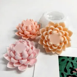 3D Lotus Flower Silicone Candle Mould for Candle Making Soap Resin Art & DIY Crafts