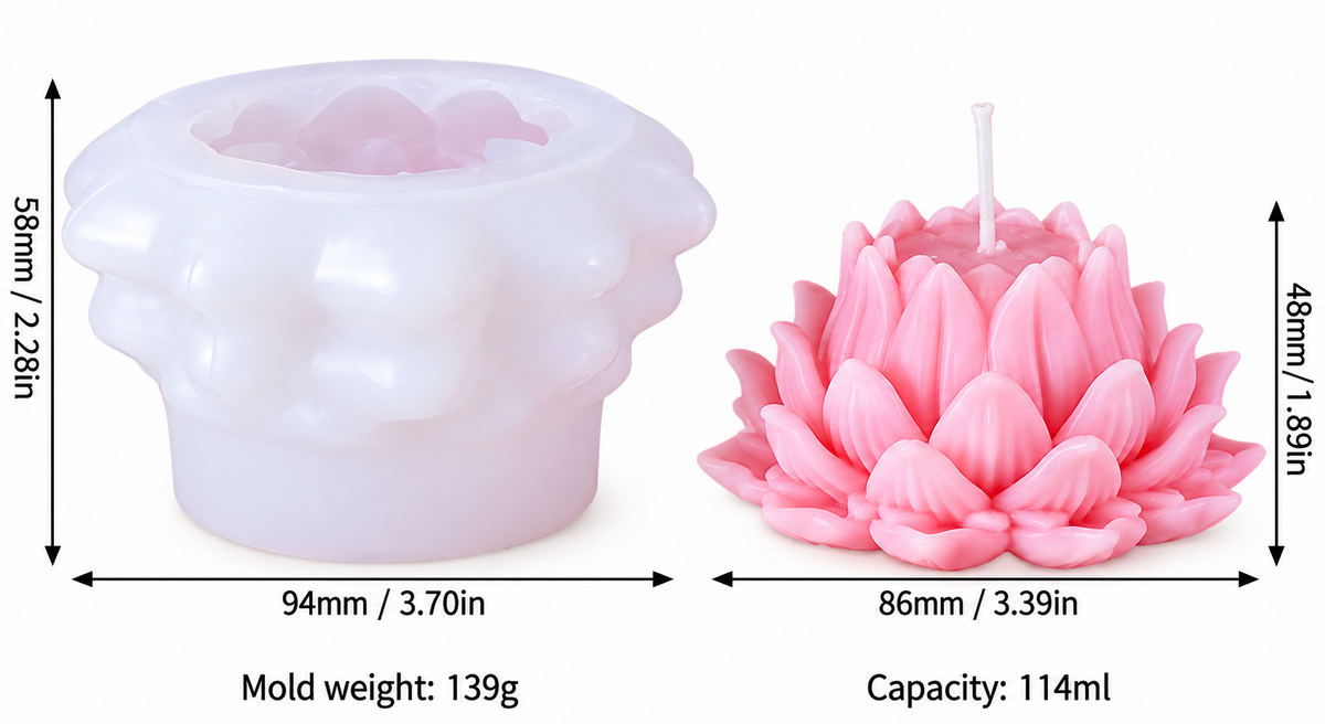 3D Lotus Flower Silicone Candle Mould for Candle Making Soap Resin Art & DIY Crafts