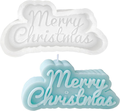Merry Christmas Cursive Italic Mould, White Christmas Candle Mould