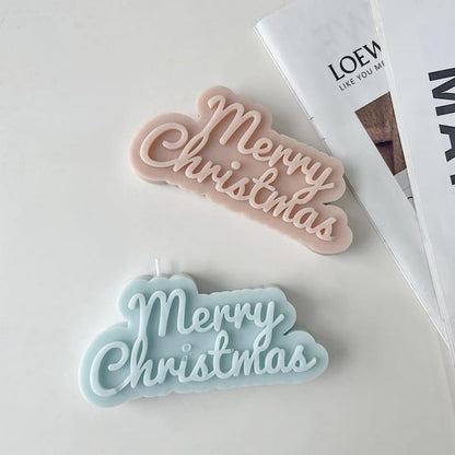 Merry Christmas Cursive Italic Mould, White Christmas Candle Mould