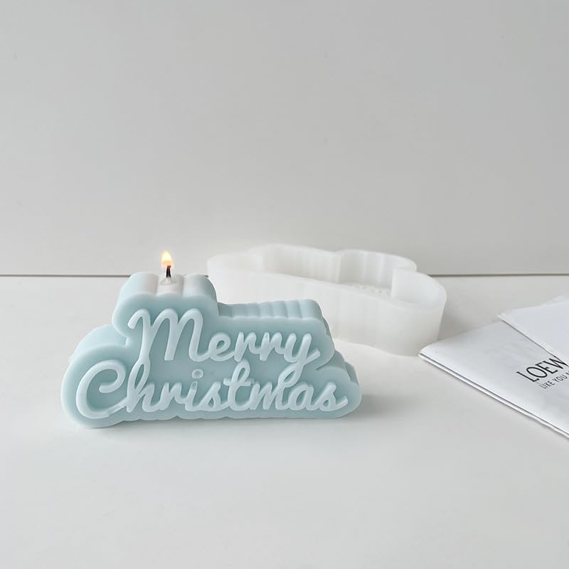 Merry Christmas Cursive Italic Mould, White Christmas Candle Mould