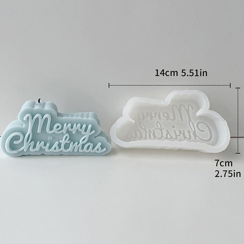 Merry Christmas Cursive Italic Mould, White Christmas Candle Mould