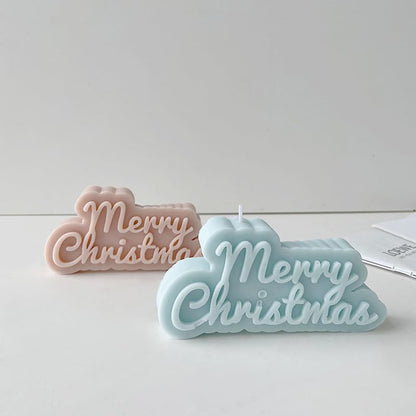 Merry Christmas Cursive Italic Mould, White Christmas Candle Mould