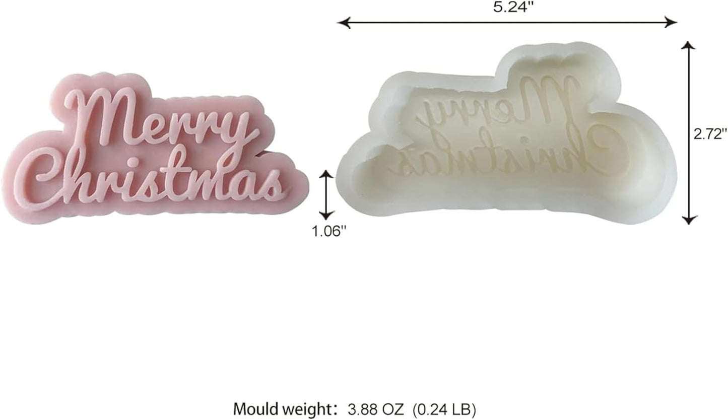 Merry Christmas Cursive Italic Mould, White Christmas Candle Mould