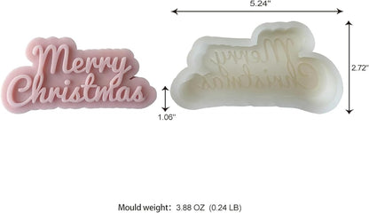 Merry Christmas Cursive Italic Mould, White Christmas Candle Mould