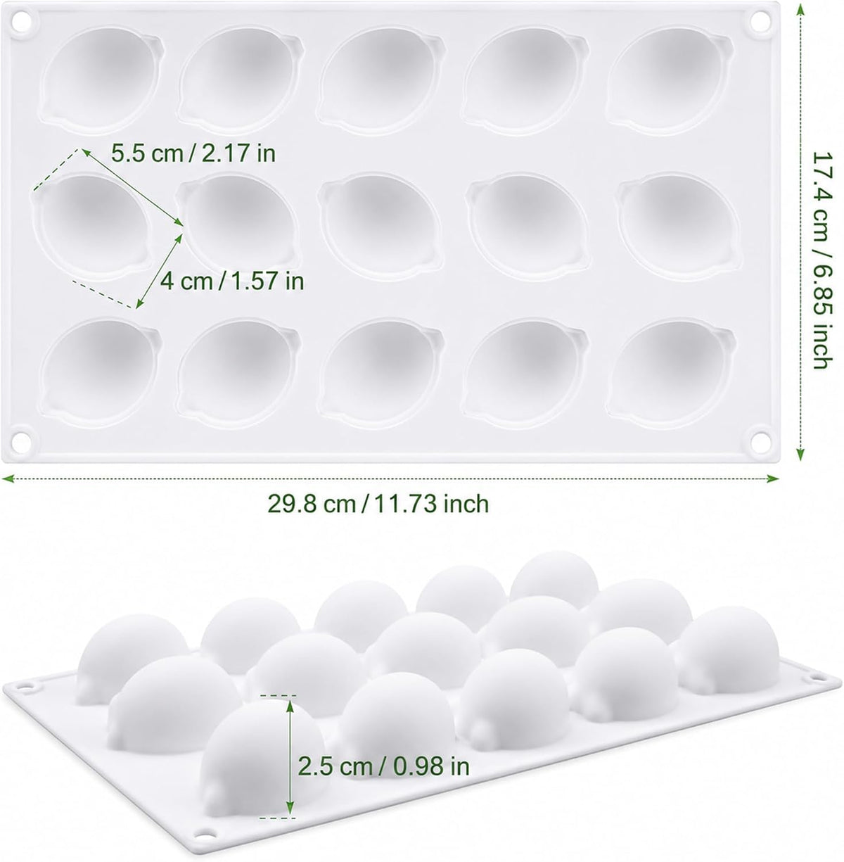 15 Cavity Lemon Shape Silicone Mould for Chocolate Jelly Pudding Candy Ice Cream