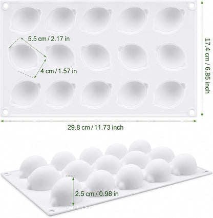 15 Cavity Lemon Shape Silicone Mould for Chocolate Jelly Pudding Candy Ice Cream