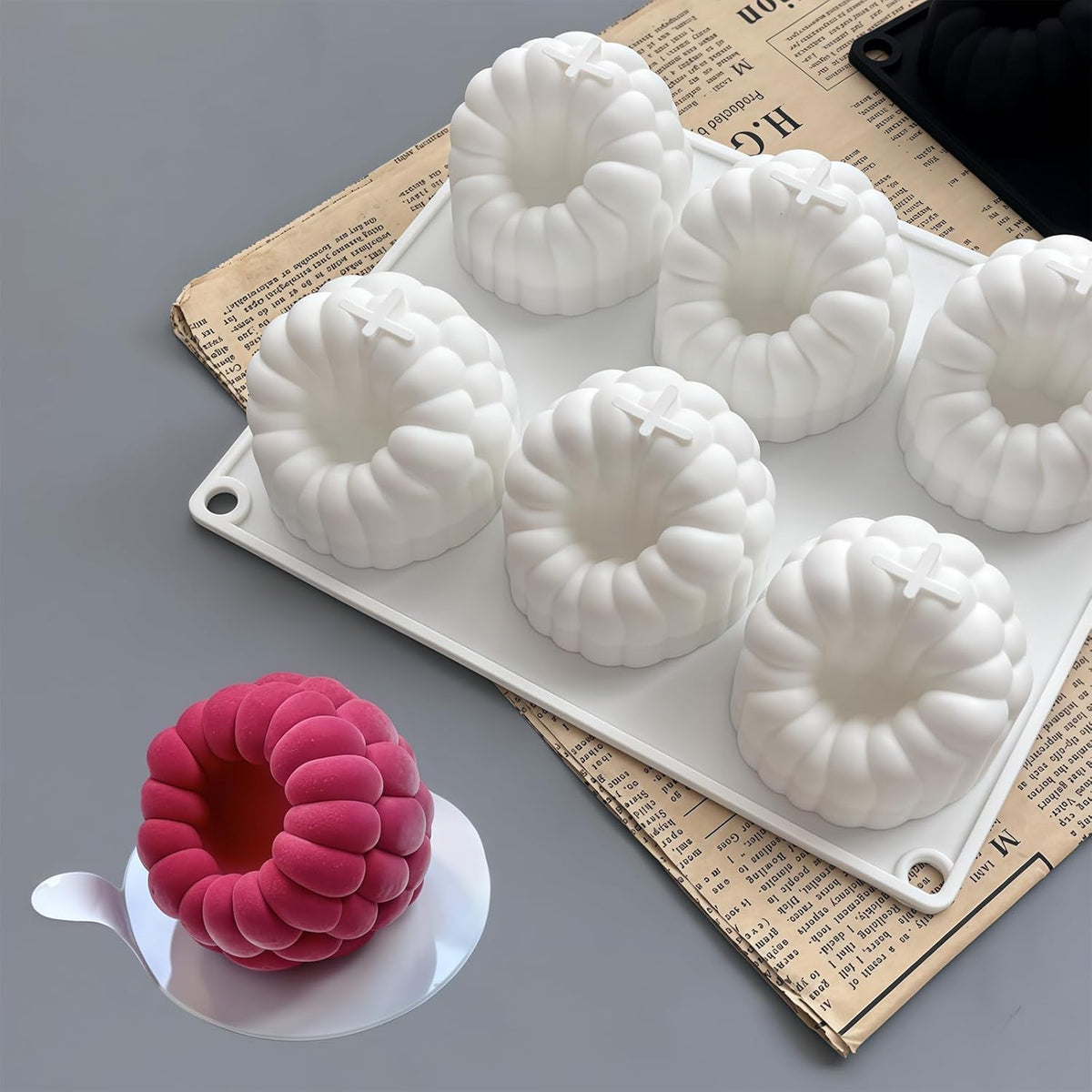 6 Cavity Raspberry Shape Silicone Mould Dessert Mold for Chocolate Jelly Pudding