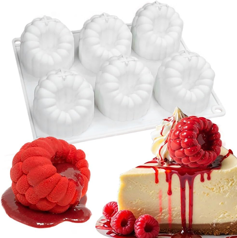 6 Cavity Raspberry Shape Silicone Mould Dessert Mold for Chocolate Jelly Pudding