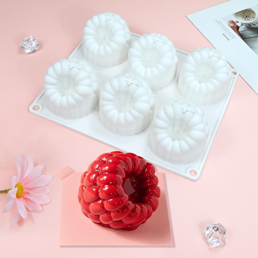 6 Cavity Raspberry Shape Silicone Mould Dessert Mold for Chocolate Jelly Pudding
