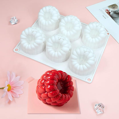 6 Cavity Raspberry Shape Silicone Mould Dessert Mold for Chocolate Jelly Pudding