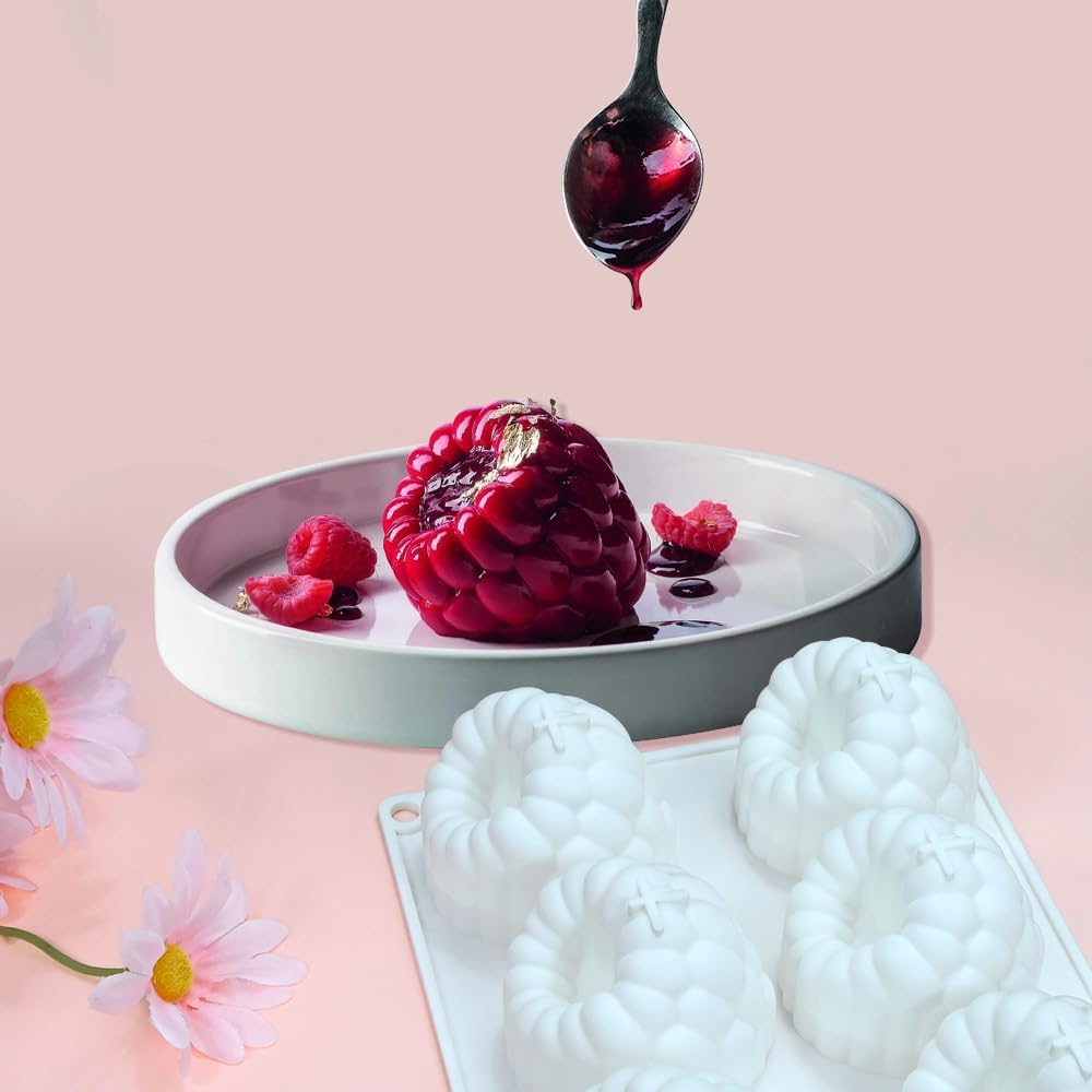 6 Cavity Raspberry Shape Silicone Mould Dessert Mold for Chocolate Jelly Pudding