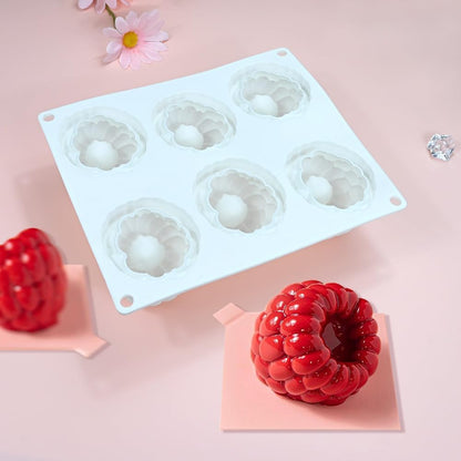 6 Cavity Raspberry Shape Silicone Mould Dessert Mold for Chocolate Jelly Pudding