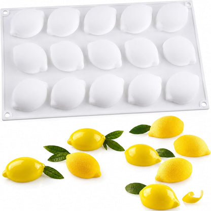 15 Cavity Lemon Shape Silicone Mould for Chocolate Jelly Pudding Candy Ice Cream