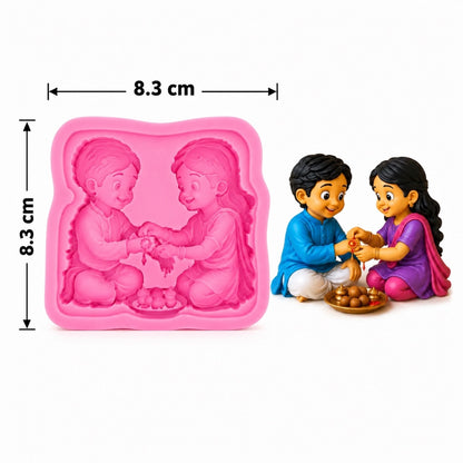 3D Raksha Bandhan Brother Sister Silicone Mold for Candle Making