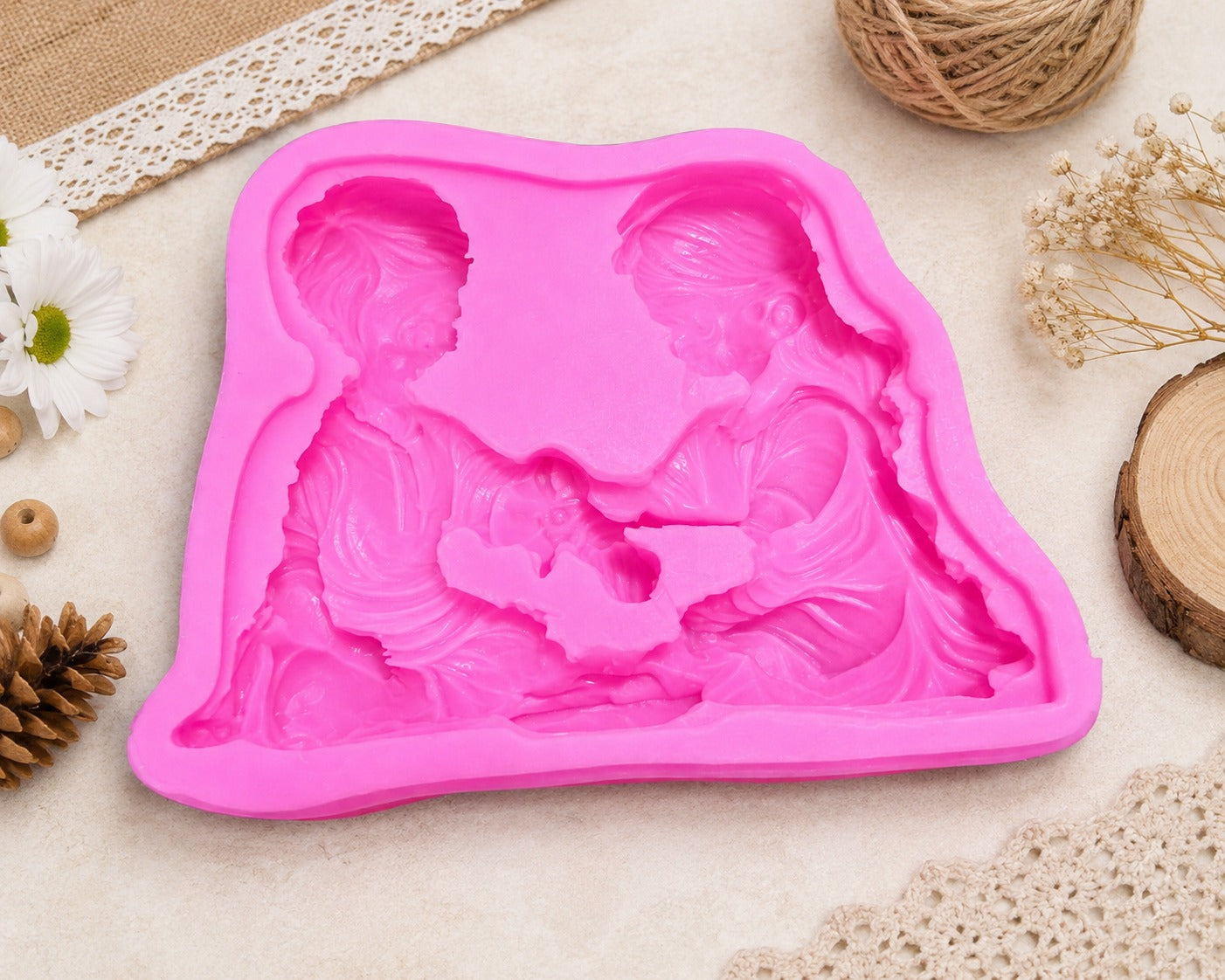 3D Raksha Bandhan Brother Sister Silicone Mold for Candle Making